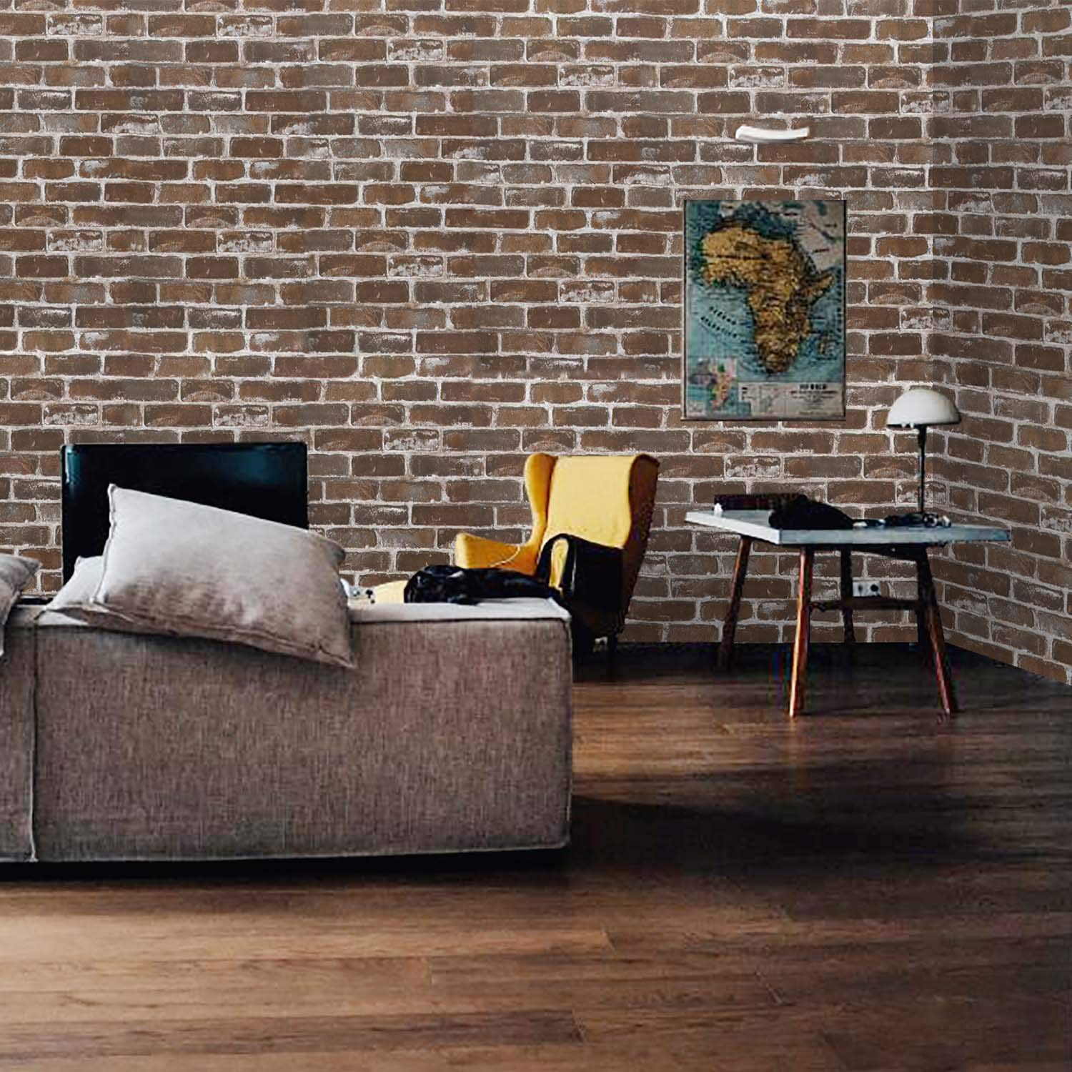 45x300cm Brick Wallpaper Brown Brick Effect Self Adhesive Peel and