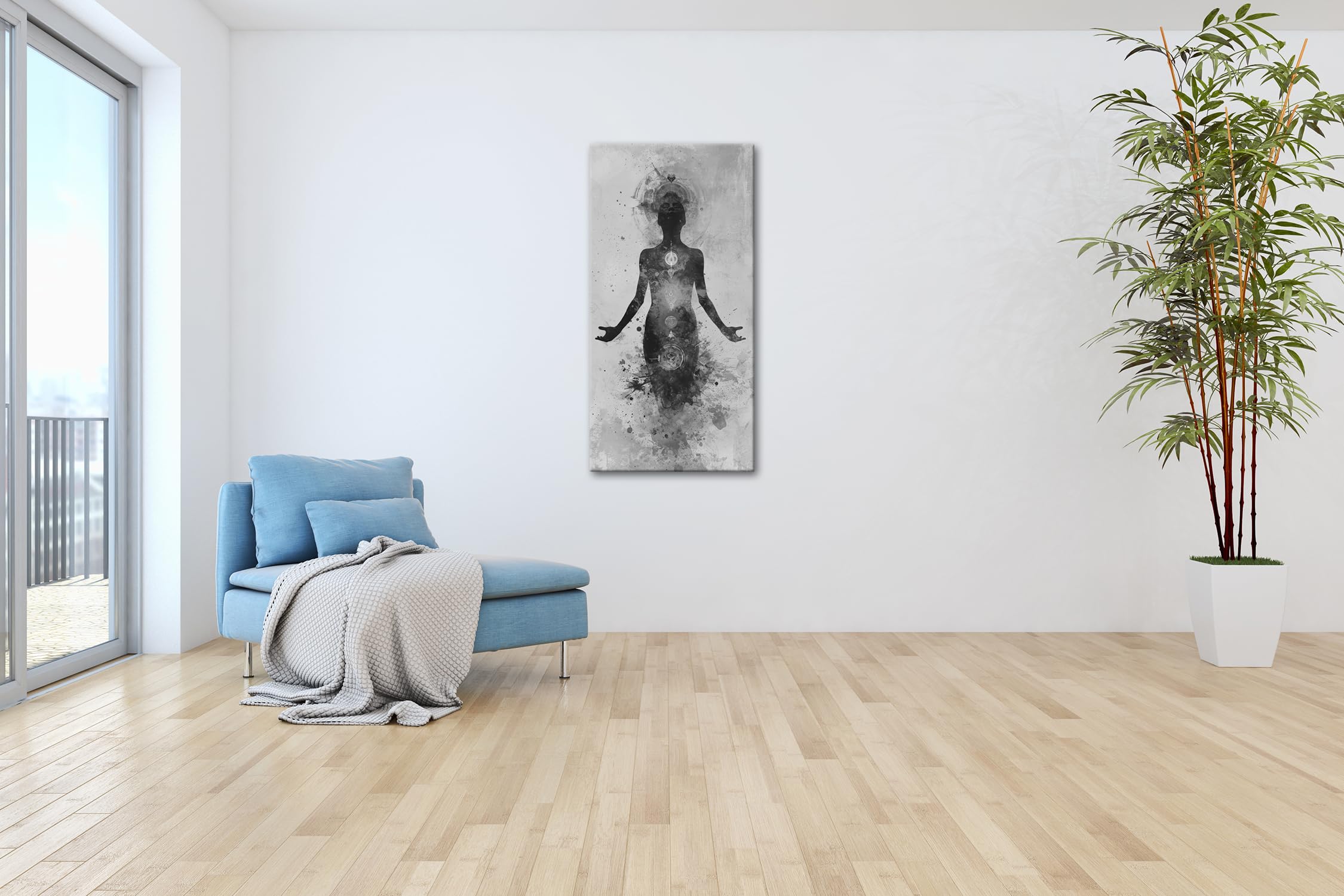 Leinwandbild Energie im Fluss – das Licht entfaltet sich im Inneren. Panorama 120x60cm Effekt: Schwarz&Weiß XXL Kunstdruck Bild auf Keilrahmen/Wandbild/Wohnzimmer Dekoration