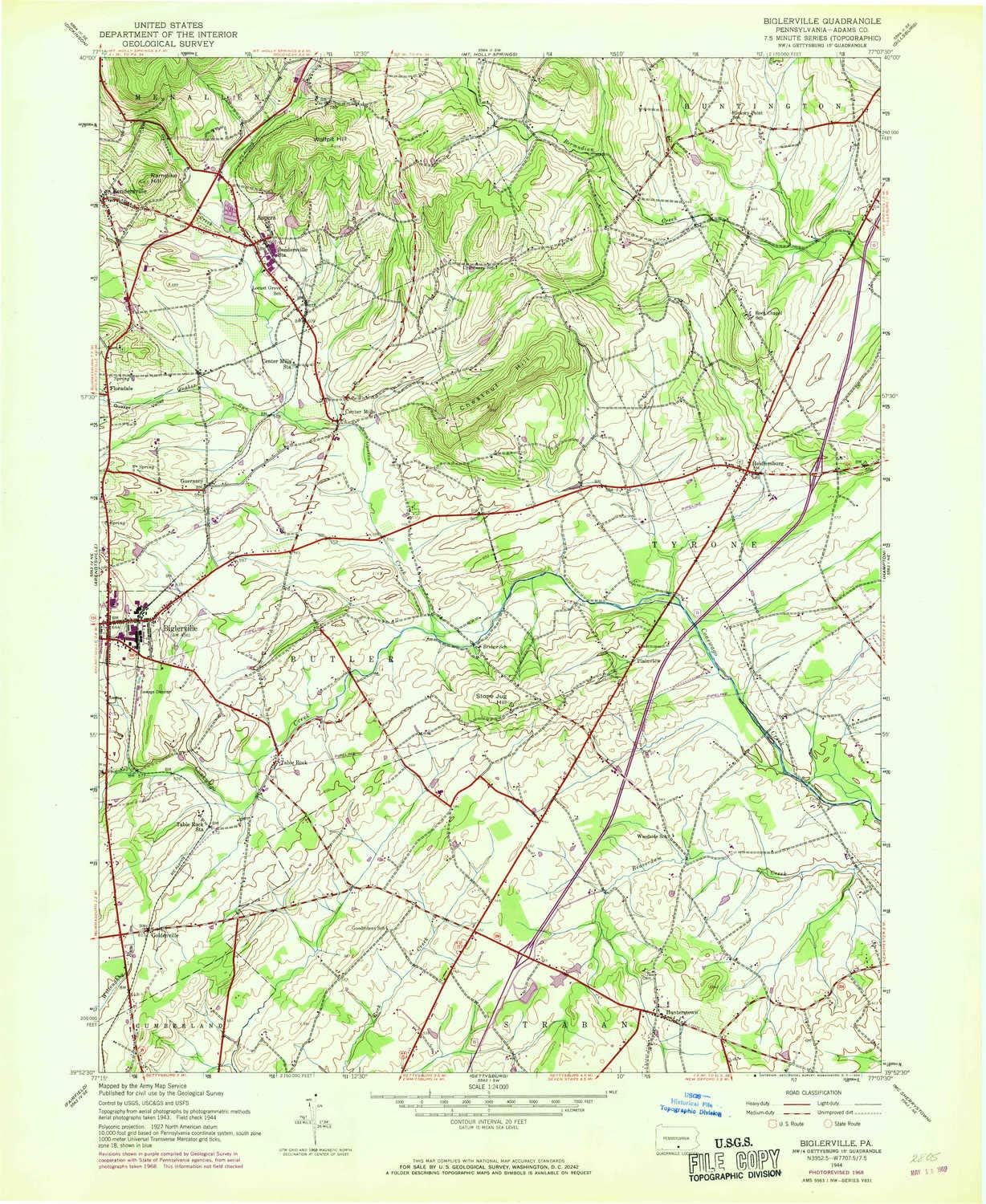 YellowMaps Biglerville PA topo map, 124000 Scale, 7.5 X 7