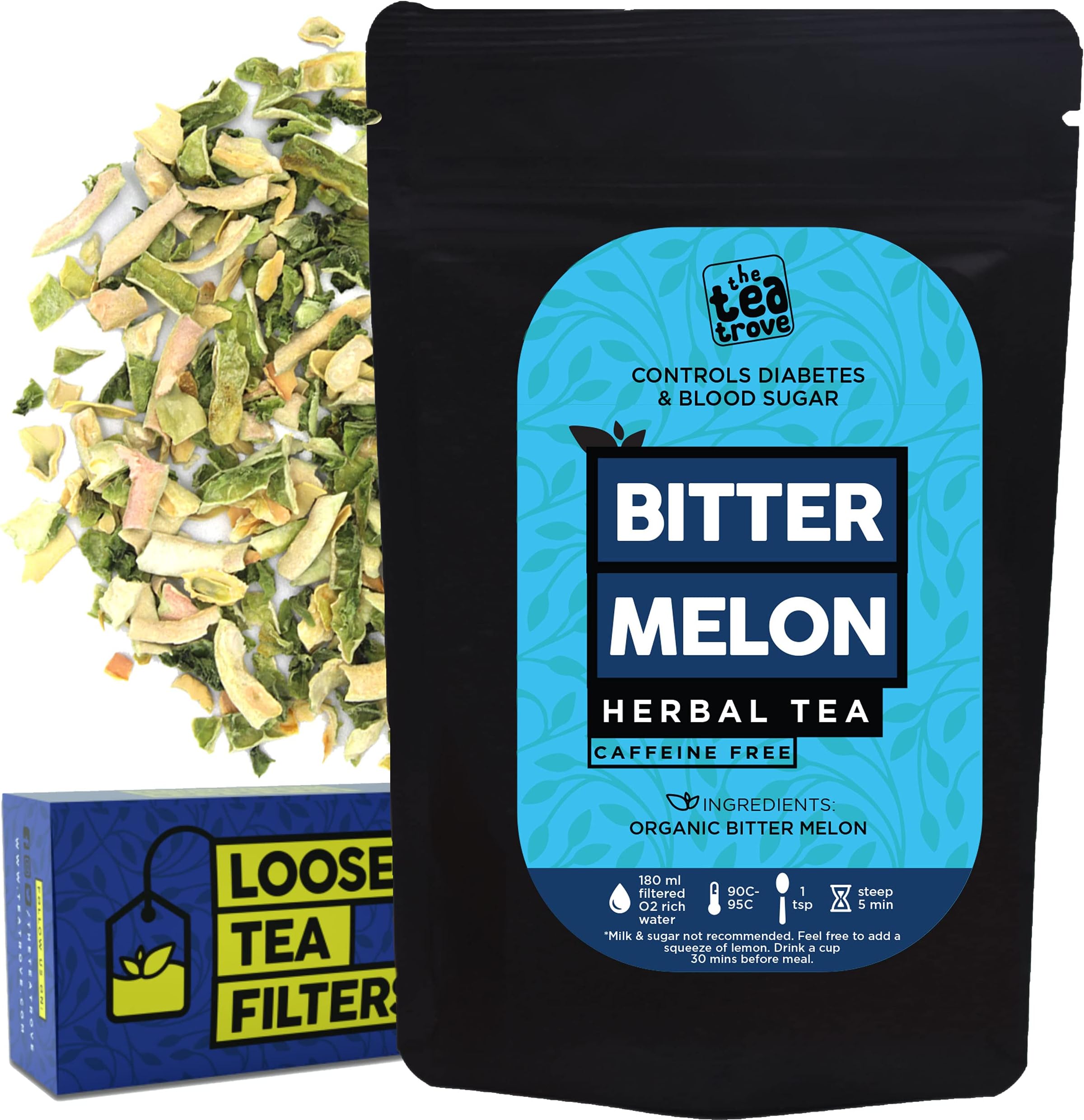 Organic Bitter Melon Tea Steep As Hot Gohyah Tea Or Coldd Ampalaya Tea, (50 Gm 31 Cups)