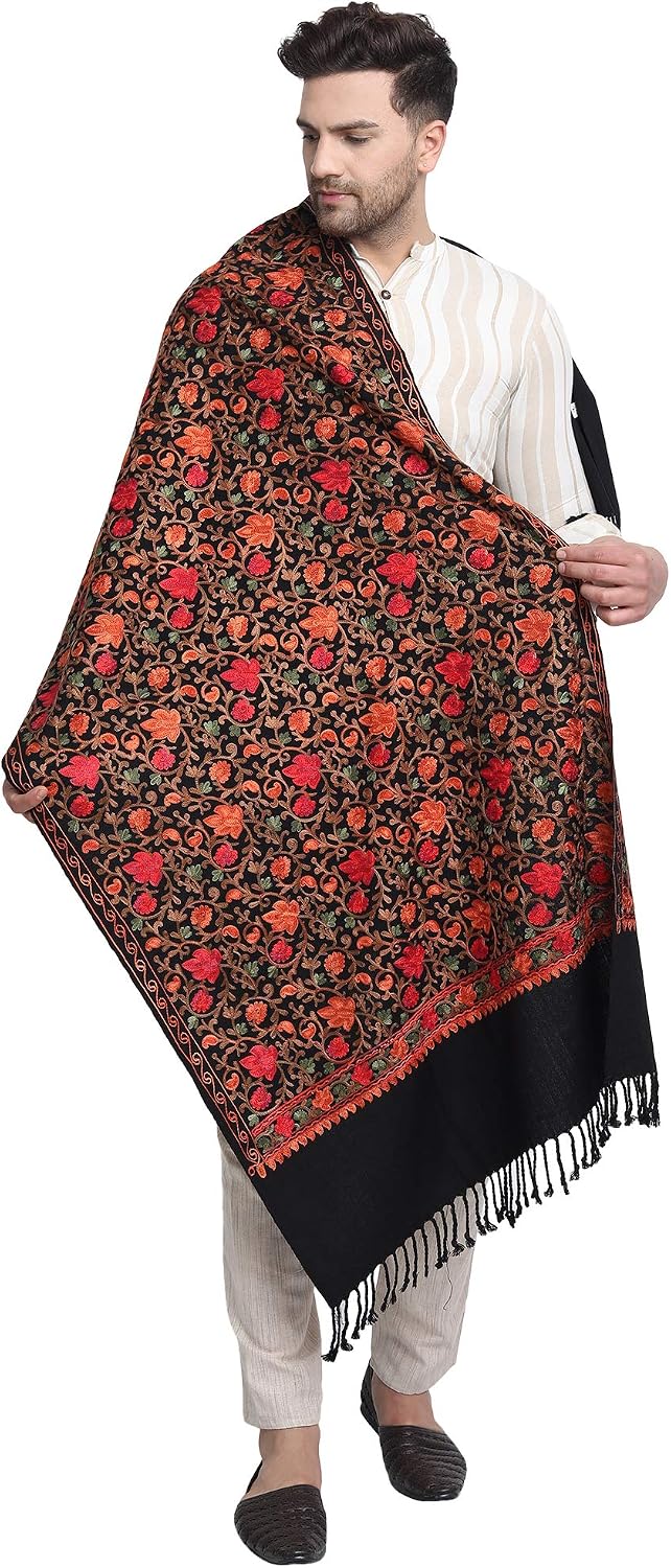 Zamour Men's Traditional Punjabi Stole for Meditation Embroidery Patterns 28 inches x 80 inches