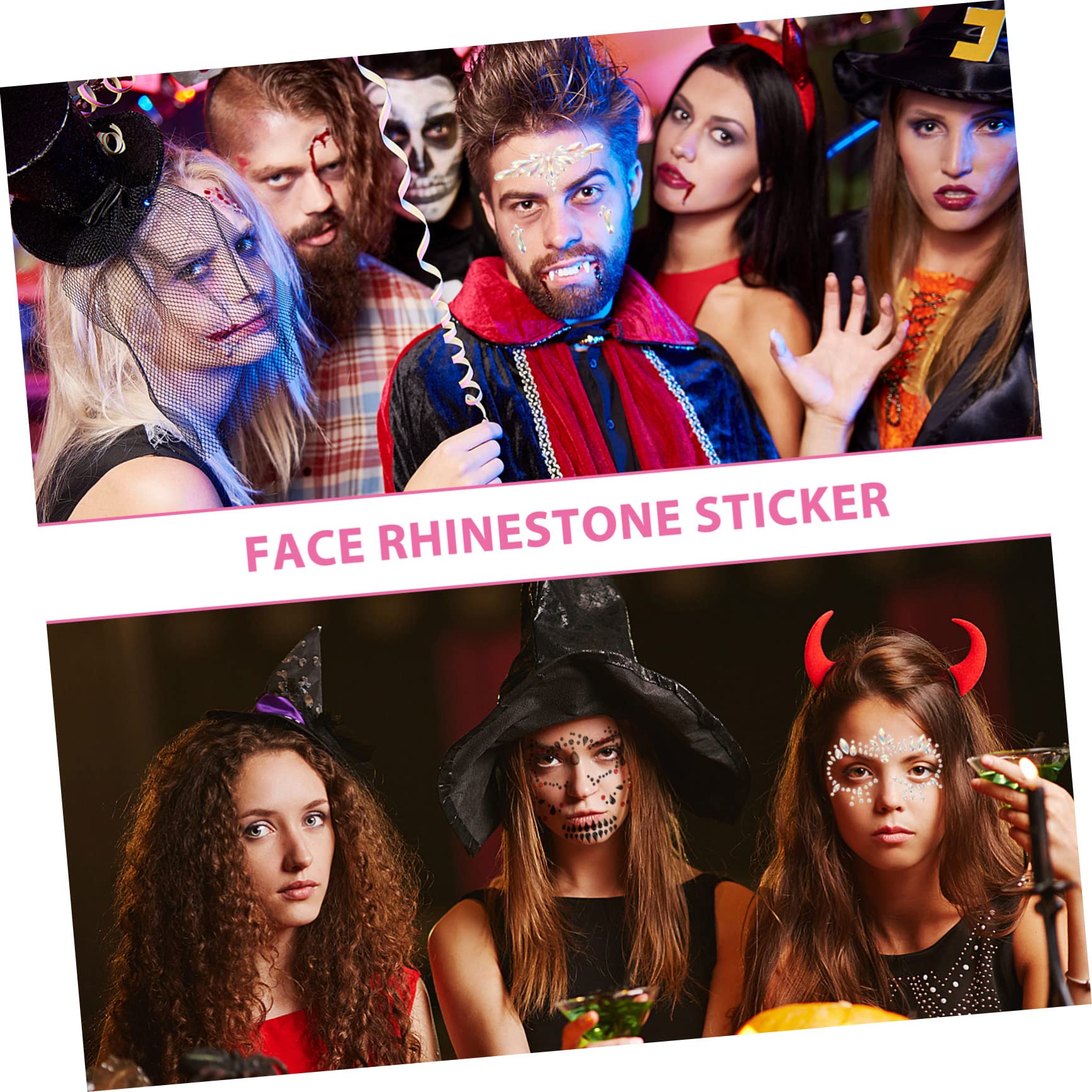 Abaodam 15hojas Gemas Faciales Brillantes y Fluorescentes Para Maquillaje De Halloween Pegatinas Adhesivas Para Fiestas y Carnaval De Decorativas