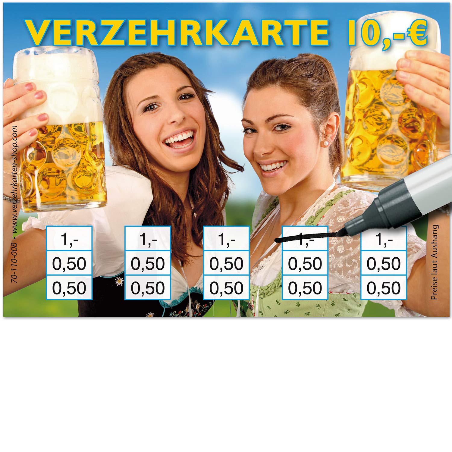 250 Verzehrkarten Event DIN A7 - Gesamtwert 10 Euro, 0,50 & 1 Euro Felder | Praktische Alternative Zu Wertmarken Für Vereine, Feste & Gastronomie