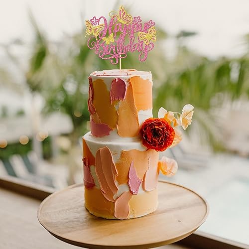 Miniatura 5 de 1 decoración de pastel de mariposa con purpurina 3D para decoración de pastel de cumpleaños de mariposa para boda, aniversario, baby shower, fiesta