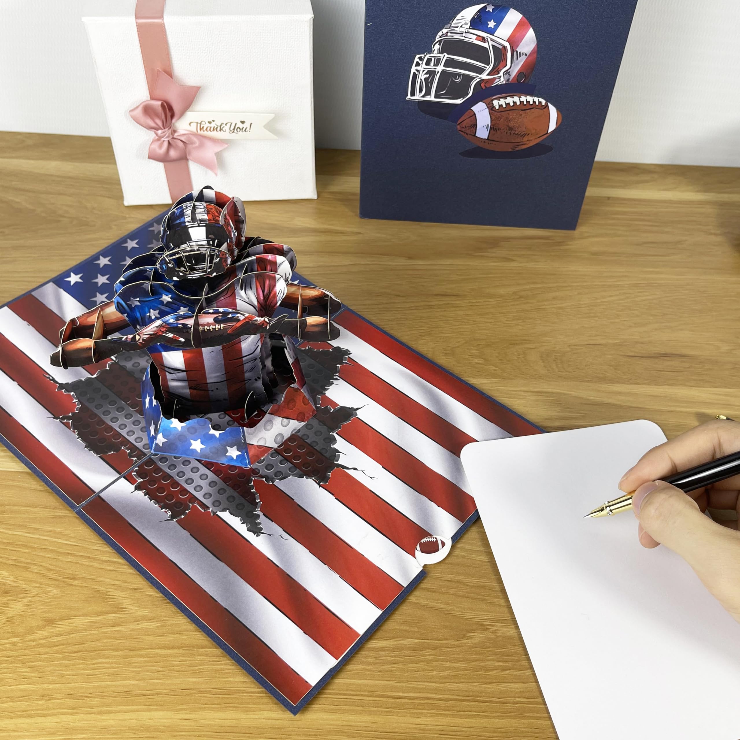 3D-Popup-Karte des American Football Spielers, Papierkunst & Handwerk, Grußkarte, Geburtstag, Jahrestag, Weihnachten, Vatertagskarte, handgefertigtes Geschenk für Ihn, Männer, Vater, Sohn,