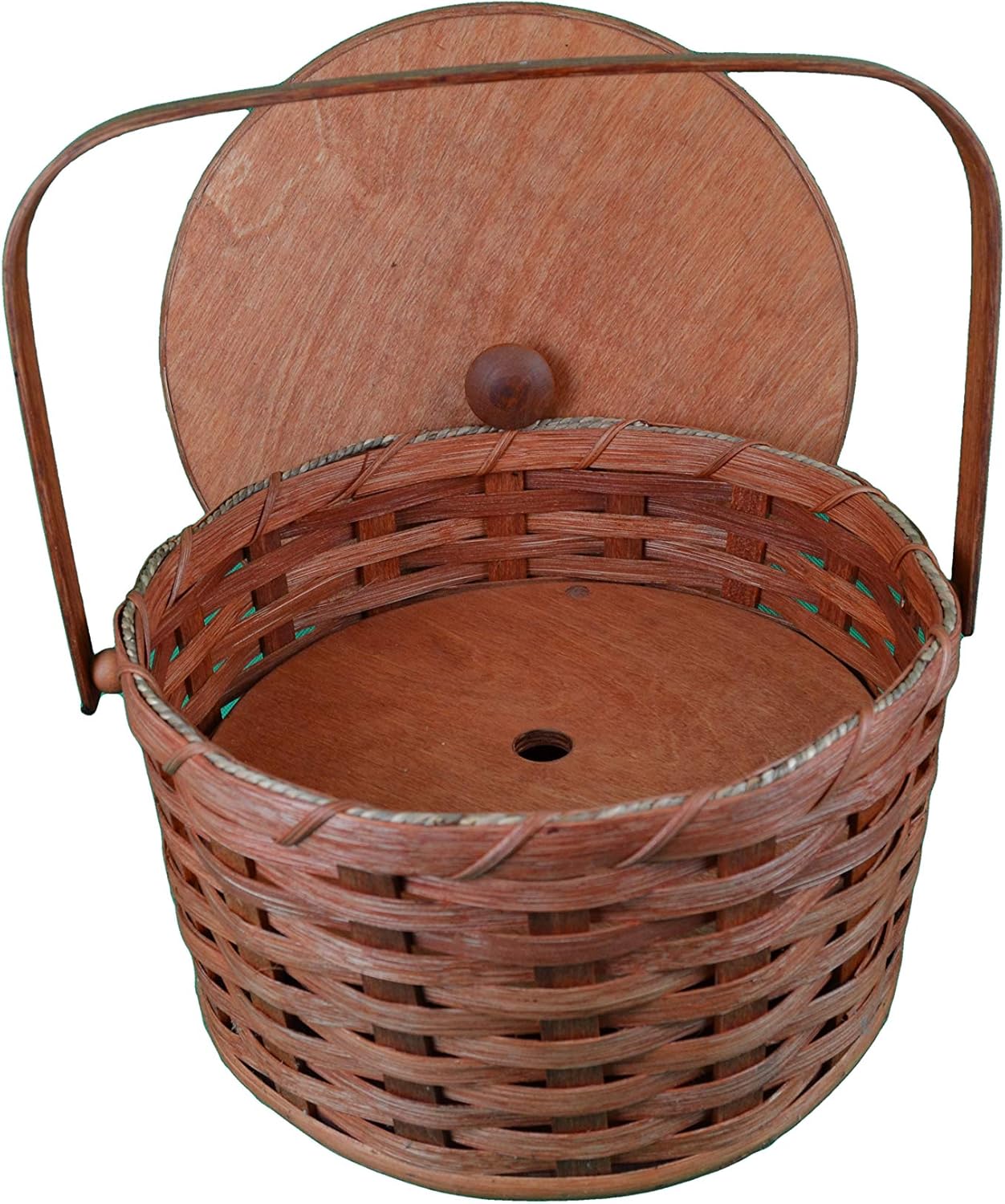 Round Double Pie Carrier Basket with Tray and Lid, 12" X 7". An Ingenious Design Used to Carry up to Two Pies At Once