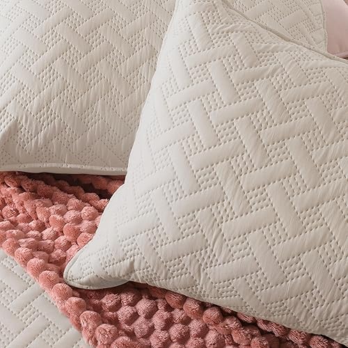 Miniatura 4 de Exclusivo Mezcla Juego de edredón tamaño Queen Matrimonial, colcha suave de hueso beige para todas las estaciones, juego de ropa de cama ligero y