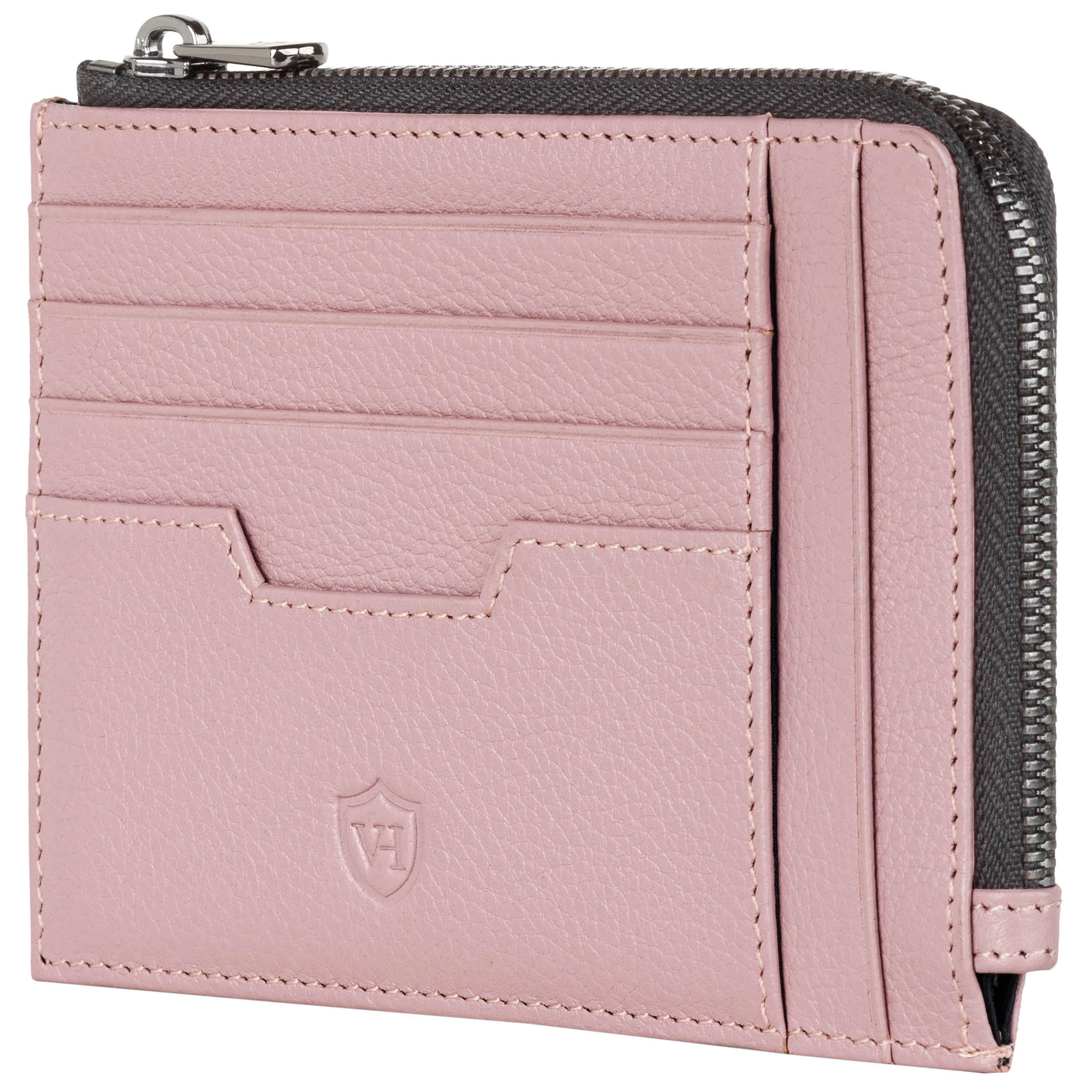 VON HEESEN Leder Kartenetui Geldbörse Herren & Damen Kreditkartenetui (Lavendel)