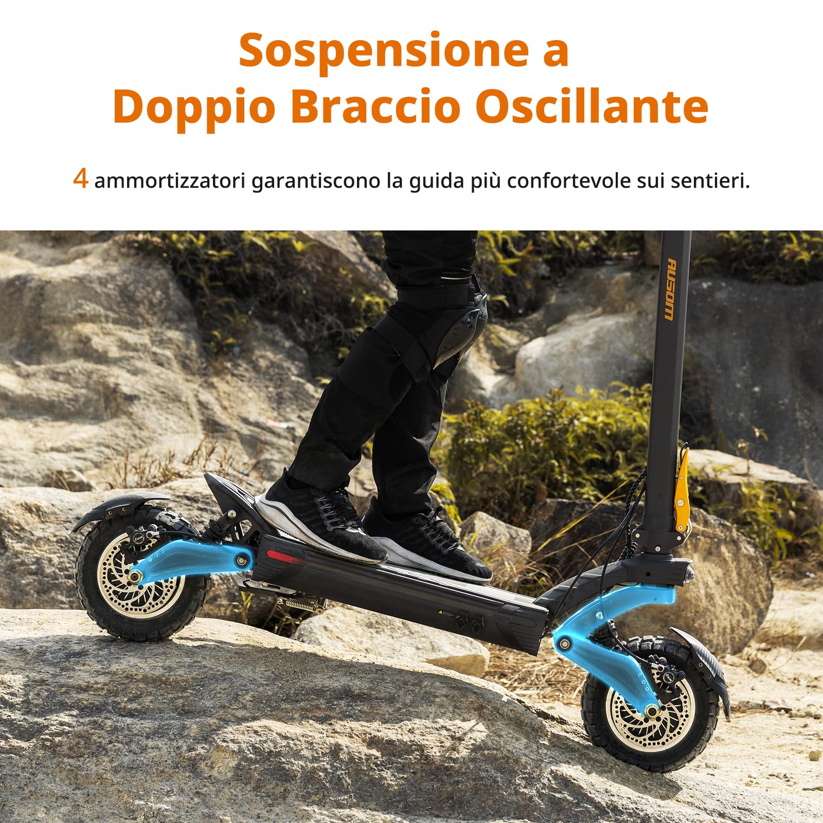 Monopattino Elettrico Ausom F1 Max, Dual Motor, Batteria 60V 20.8Ah, Resistenza fino a 100 km, Pneumatici Da 10x3.0 Pollici, Monopattino Elettrico Adulto Pieghevole