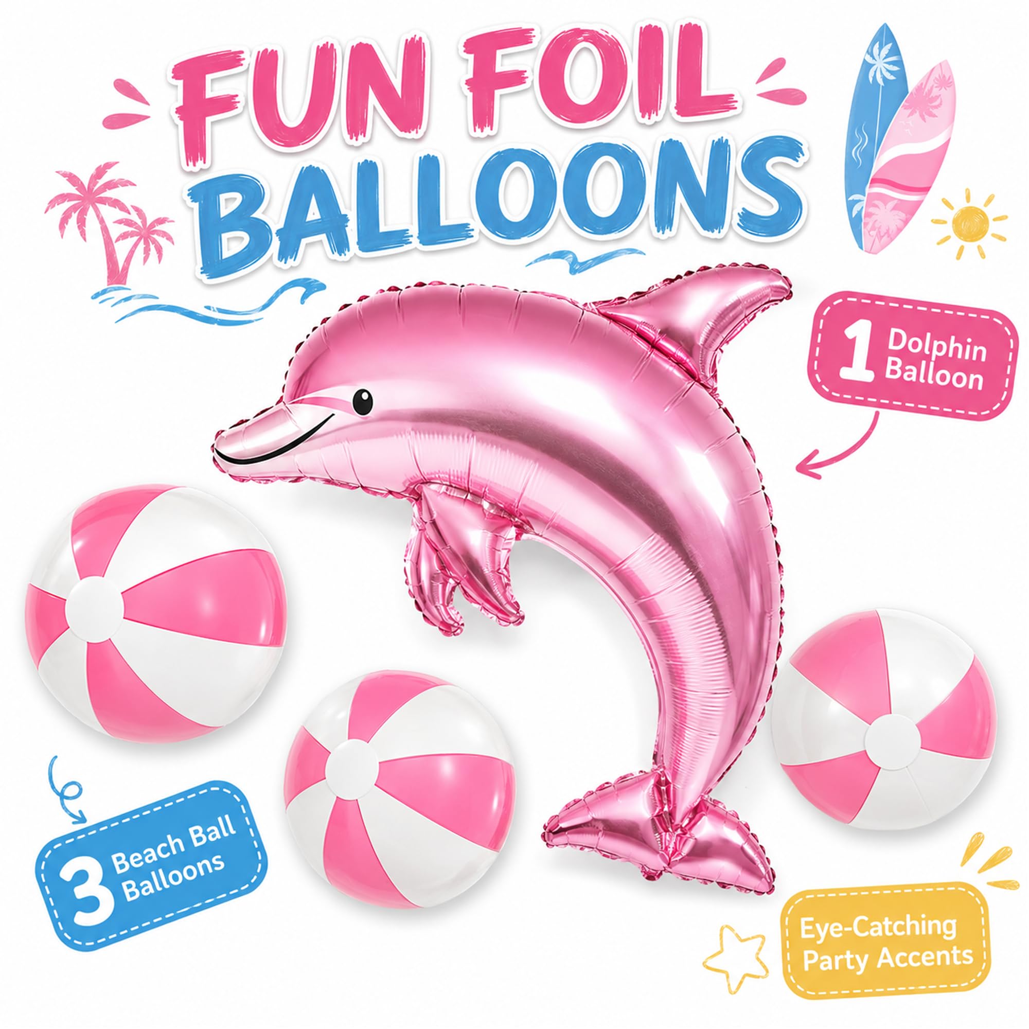 Decoraciones de fiesta de cumpleaños de surf, decoraciones de fiesta de cumpleaños en la playa para niñas, suministros de cumpleaños de olas hawaianas de verano, guirnalda de globos, tabla de surf