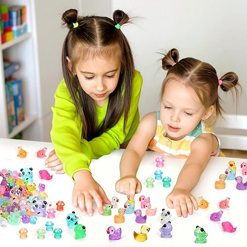 Miniatura 7 de GOKUPOK Mini patos luminosos de resina que brillan en la oscuridad, pato, panda, delfín, hongo, 4 juegos de combinación para jardín, micropaisaje,