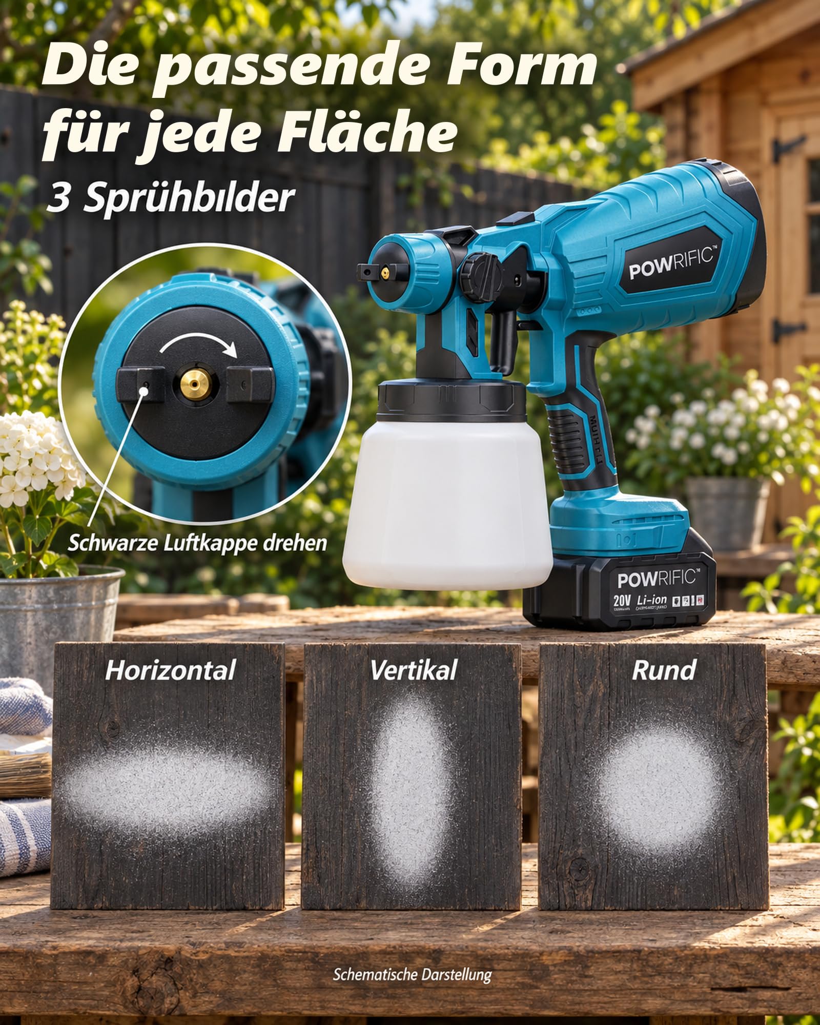 Akku-Farbsprühsystem mit 2 Akkus und Ladegerät, 1000 ml