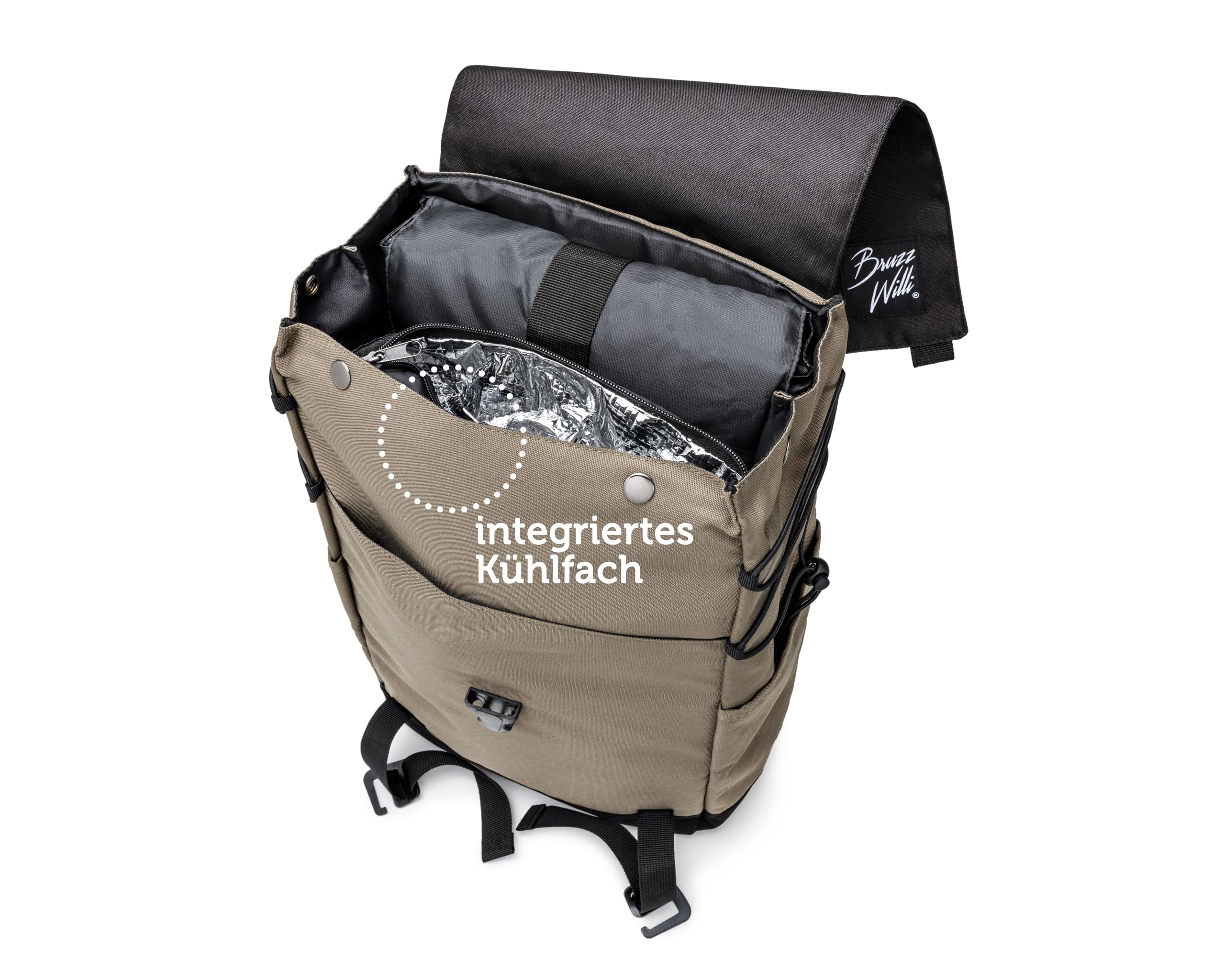 50 mbar Gasgrill BRUZZ WILLI BW1.1 mit Wanderrucksack und Edelstahl-Plancha