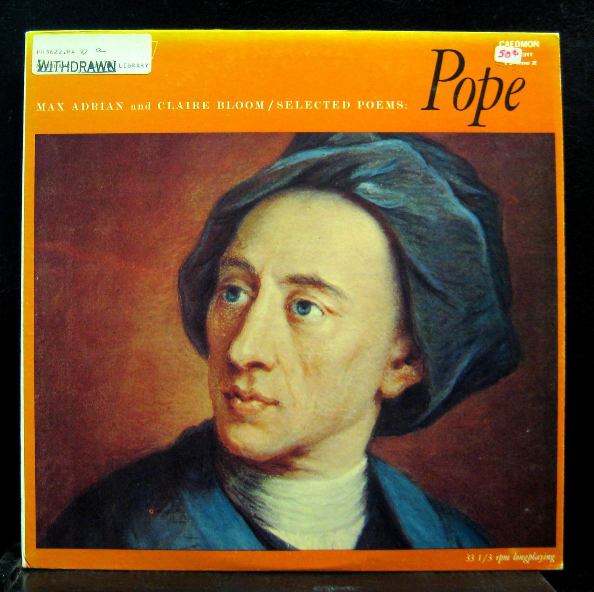 MAX ADRIAN CLAIRE BLOOM POETRY OF ALEXANDER POPE VOL 2 vinyl record