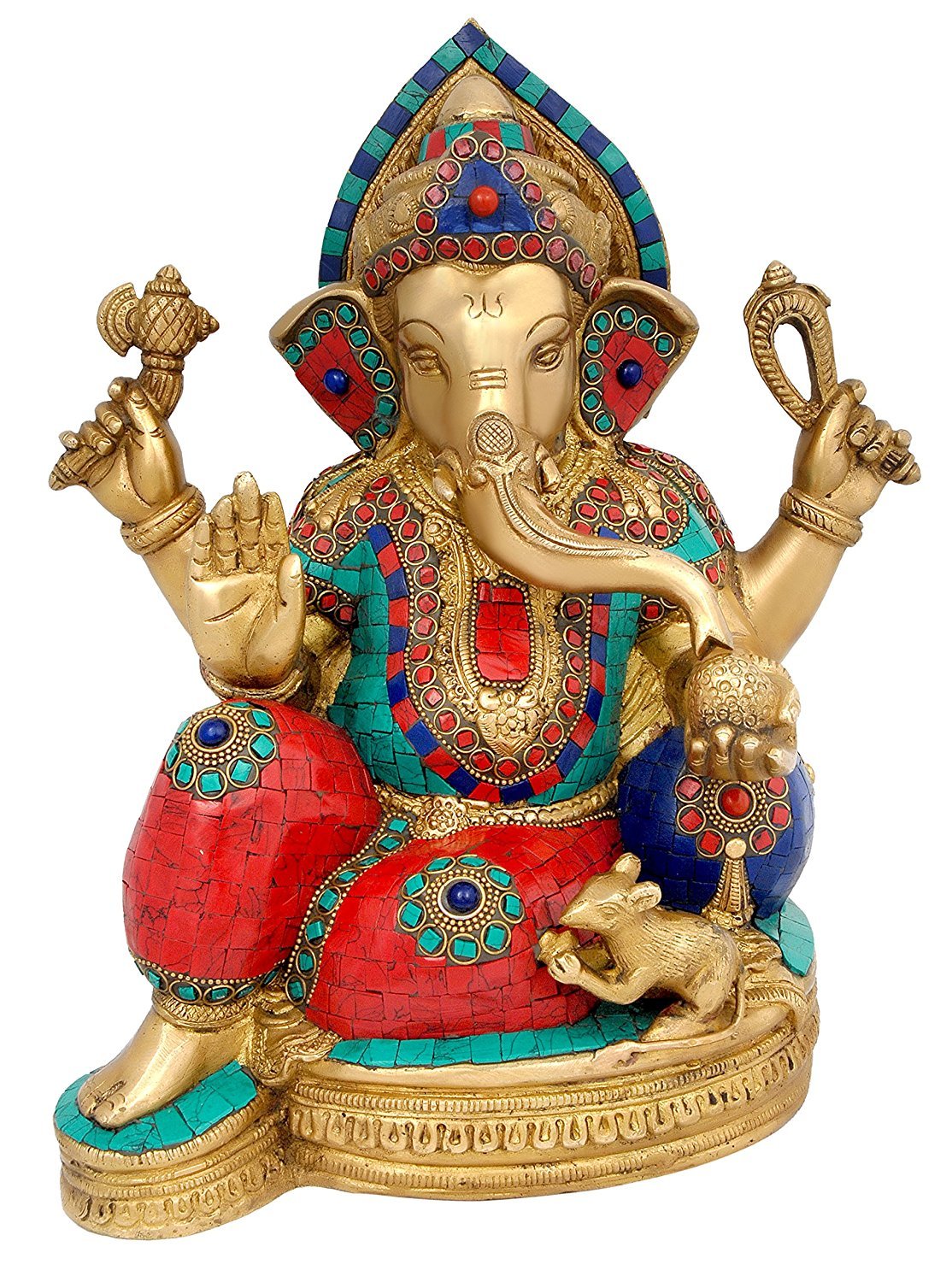Sculpture Ganesh en laiton massif 35 cm d'une grande finesse