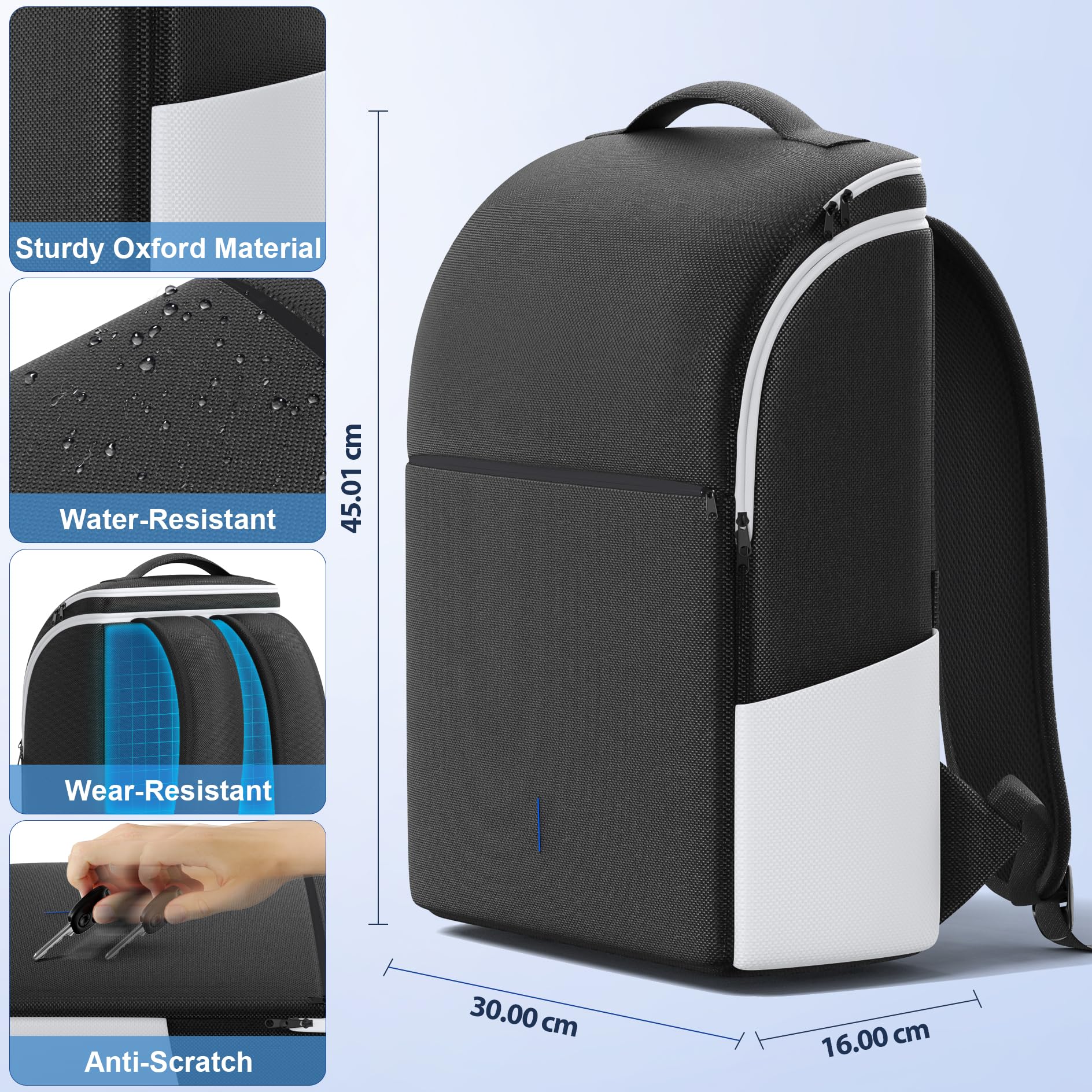 Sac à Dos pour Console PS5/Slim/Pro, Sac de Transport PS5 de Protection Complète, Backpack de Rangement de Grande Capacité pour Deux Manettes, Portail PS, Ordinateur Portable, Accessoire PS5/PS4
