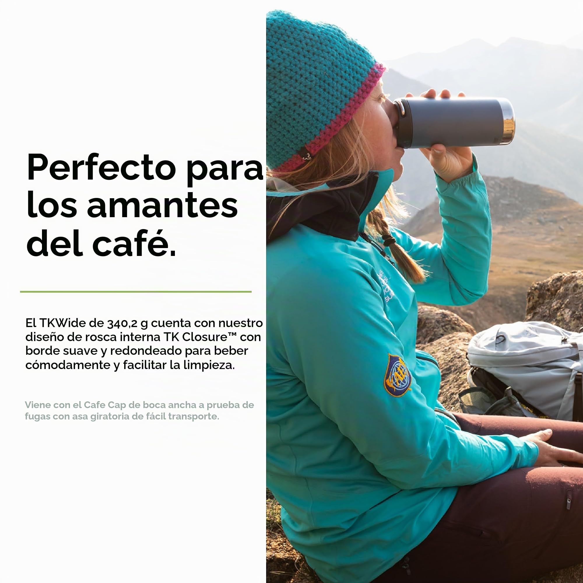 Klean Kanteen Unisex's TKWide 12oz (w/Café Cap) - Real Teal