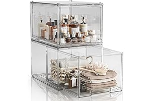 Clear Stacking Storage Drawers, Acrylic Cosmetic Organizer for Bathroom and Kitchen