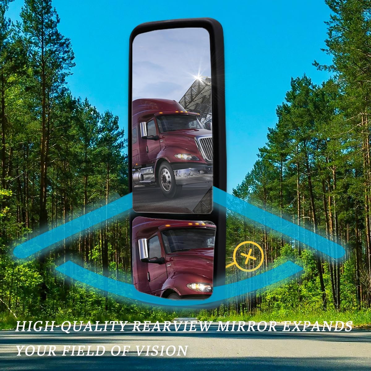 Replacement International Lt625 Hood Mirror compatible with 2018 LT625 (Chrome, Left)
