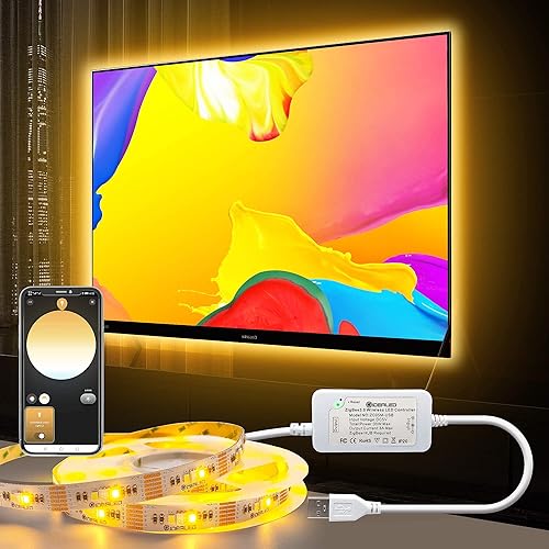 ZigBee 30 USB RGBWW Tira de luz LED regulable de 98 pies TV de 45 a 65 pulgadas funciona con puente concentrador concentrador de luz Echo Plus