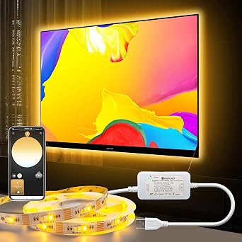 ZigBee 3.0 USB RGBWW LED Strip Light Dimmable Kit,9.8ft Smart TV Backlights Work with Hub Bridge Echo Plus,APP/Alexa Voice Control RGB Cold White Warm White 5V RGBCCT LED Lights for Ambiance Lighting