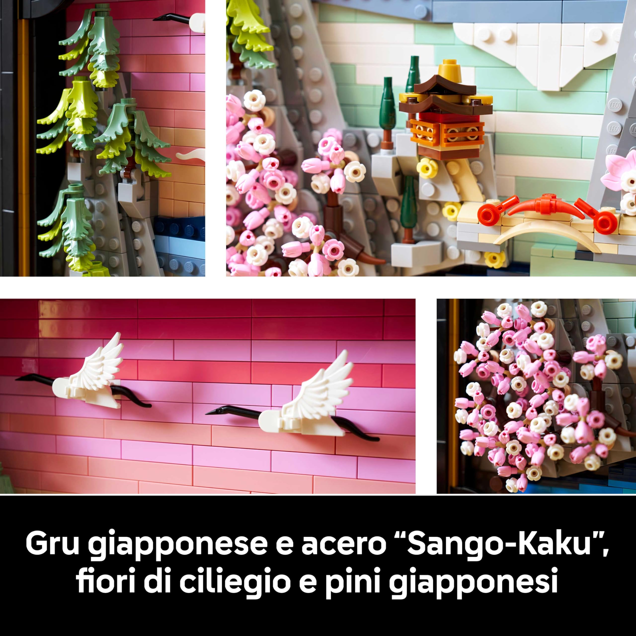 LEGO Art Japanese Cherry Blossom Landscape - DIY Miniature Model Kit for Adults - 3D Wall Art in Shadow Box Frame w/Mount Fuji, Sakura & Textured Waterfall - Gift Idea - 31218