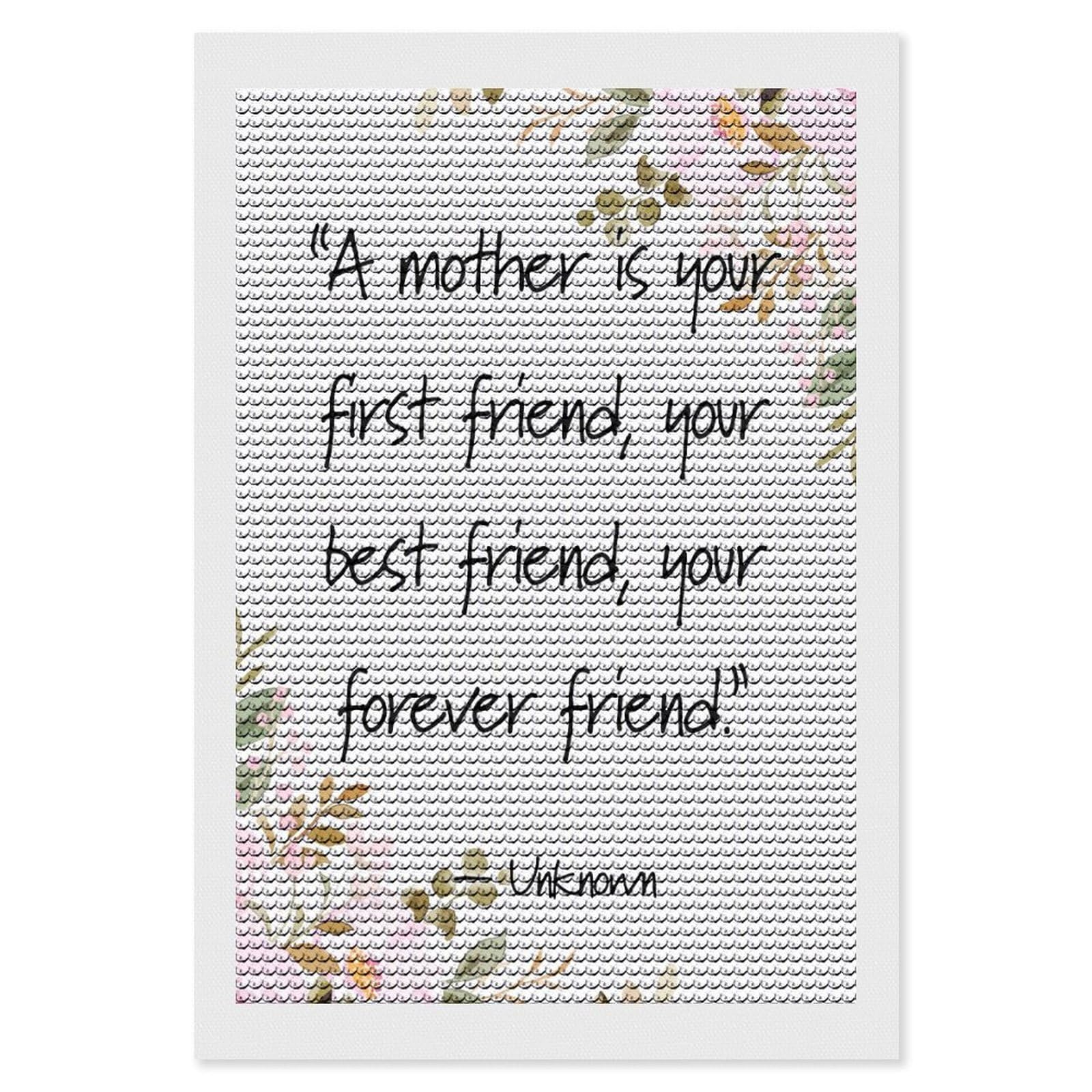 Junmoney Love Mom Diamond Art Canvas 8"x12", for Teens, Nice Detail and Sparkle, Farmhouse Decor, Festive Craft Gift, Easy to Enjoy