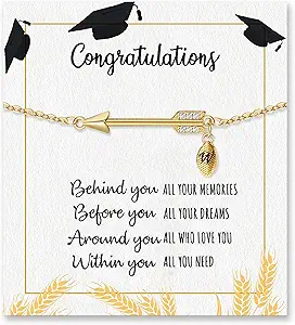 Graduation Gifts for Her 2025, 2025 Graduation Gifts High School College Graduation Gifts for Teen Girls 5th 8th Grade Masters Degree Grads Initial Bracelets for Women Letter A-Z Charm Bracelet Daughter Niece Granddaughter Girlfriend Jewelry