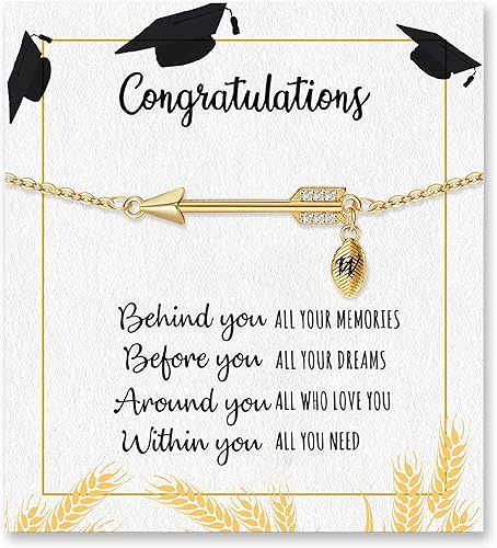 Graduation Gifts for Her 2025, 2025 Graduation Gifts High School College Graduation Gifts for Teen Girls 5th 8th Grade Masters Degree Grads Initial Bracelets for Women Letter A-Z Charm Bracelet Daughter Niece Granddaughter Girlfriend Jewelry