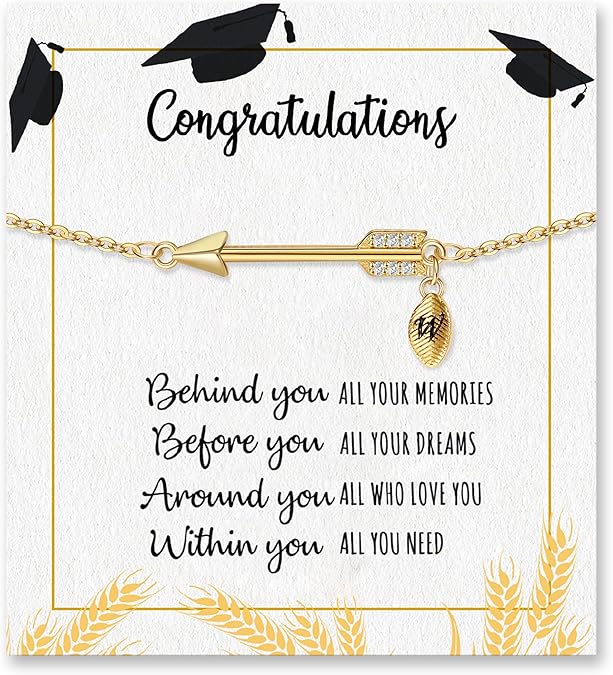 Graduation Gifts for Her 2025, 2025 Graduation Gifts High School College Graduation Gifts for Teen Girls 5th 8th Grade Masters Degree Grads Initial Bracelets for Women Letter A-Z Charm Bracelet Daughter Niece Granddaughter Girlfriend Jewelry