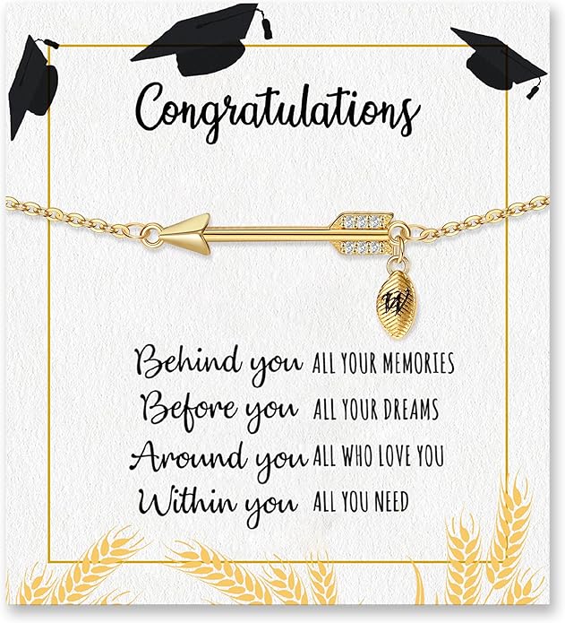 Graduation Gifts for Her 2025, 2025 Graduation Gifts High School College Graduation Gifts for Teen Girls 5th 8th Grade Masters Degree Grads Initial Bracelets for Women Letter A-Z Charm Bracelet Daughter Niece Granddaughter Girlfriend Jewelry