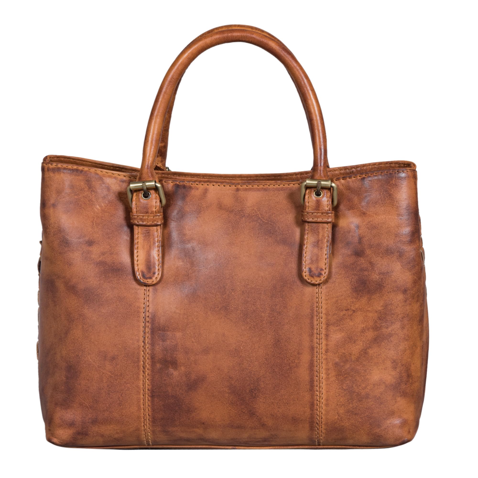 STILORD Daniela Moderno Bolso Piel Mujer con Aspecto Trenzado Bolso Bandolera para Señoras Tote Bag Bolso de Mano Cuero Auténtico Color:larino - marrón