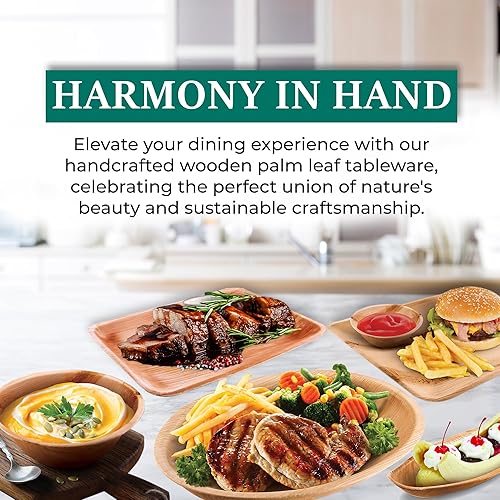 Miniatura 7 de Verde Planet - Platos desechables de hoja de palma - Sustitutos elegantes de la vajilla tradicional - Plato ideal para servir para primavera,
