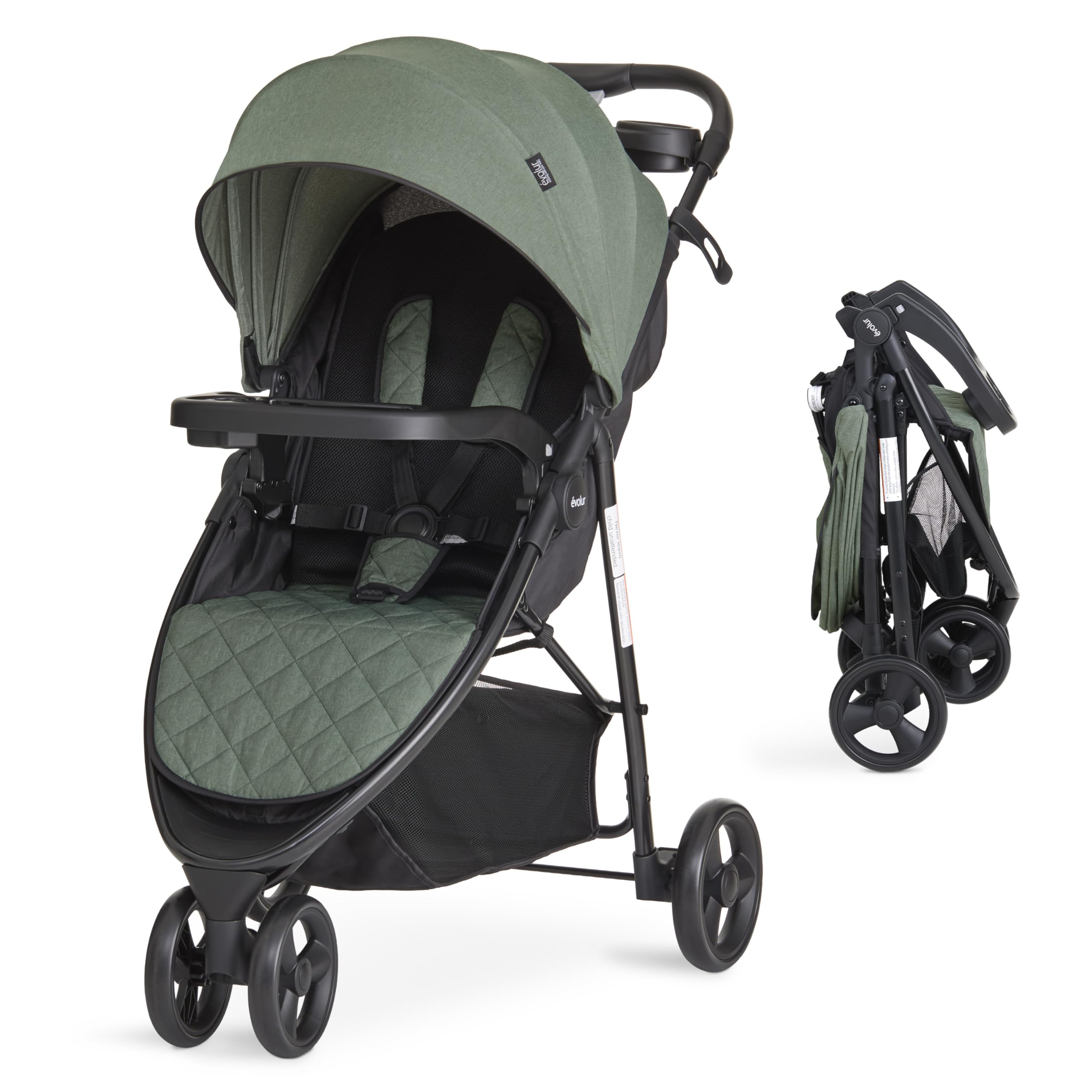 Evolur Breeze Stroller in Green, Adjustable