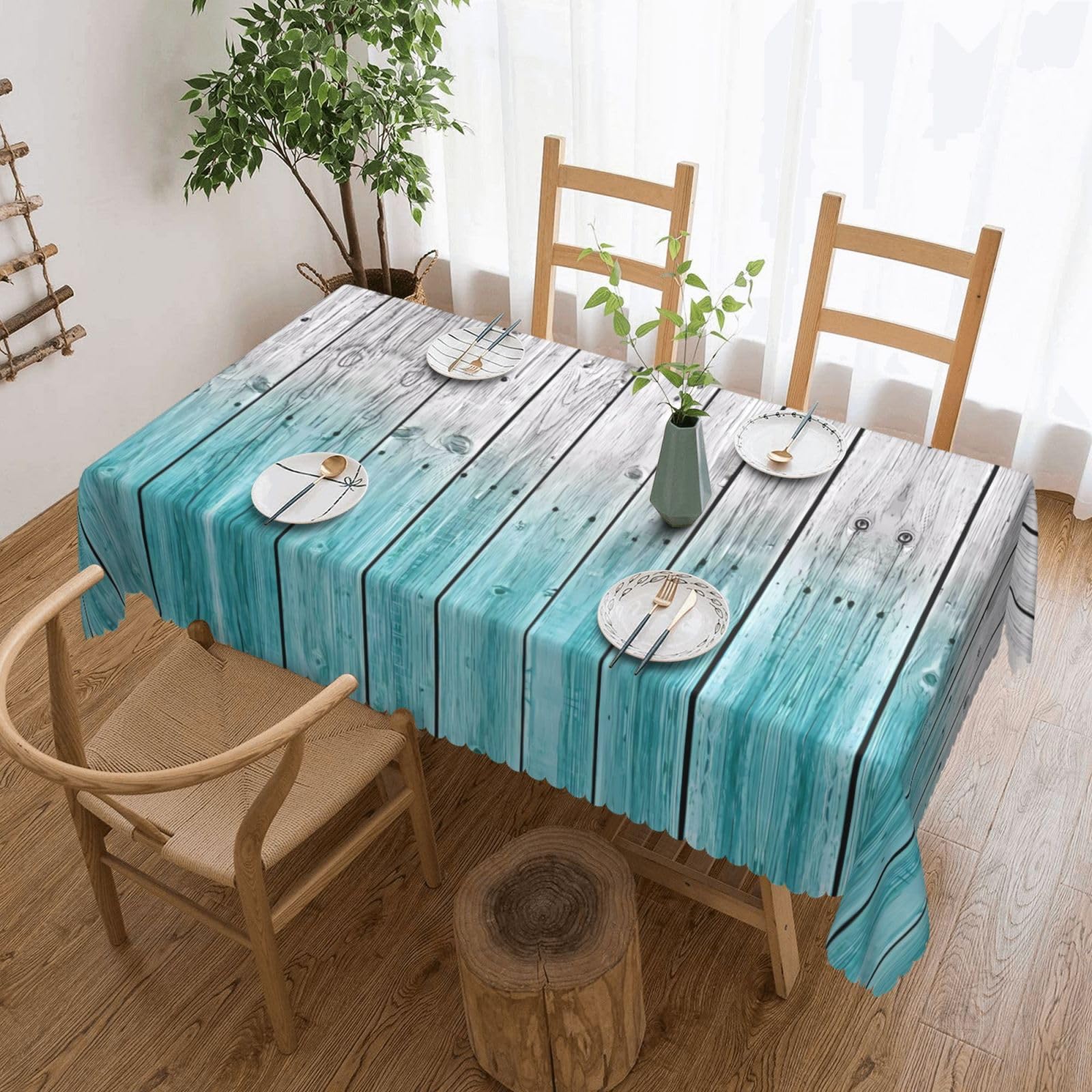 HLSBSSL Wood Panels Background Patterned square lace tablecloth, wrinkle-resistant and durable, suitable for dining tables, parties, etc.