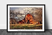 Vista 3 de Impresión de fotografía campestre (no enmarcada), imagen de granero rojo rústico a finales de otoño en Oklahoma Farm Art Wall Art Decoración