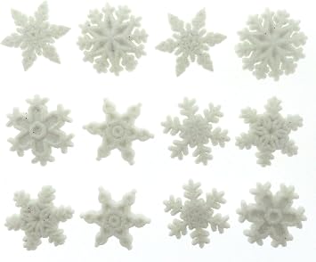 Jesse James Dress It Up Holiday Collection Embellishments, Glitter Snowflakes , White