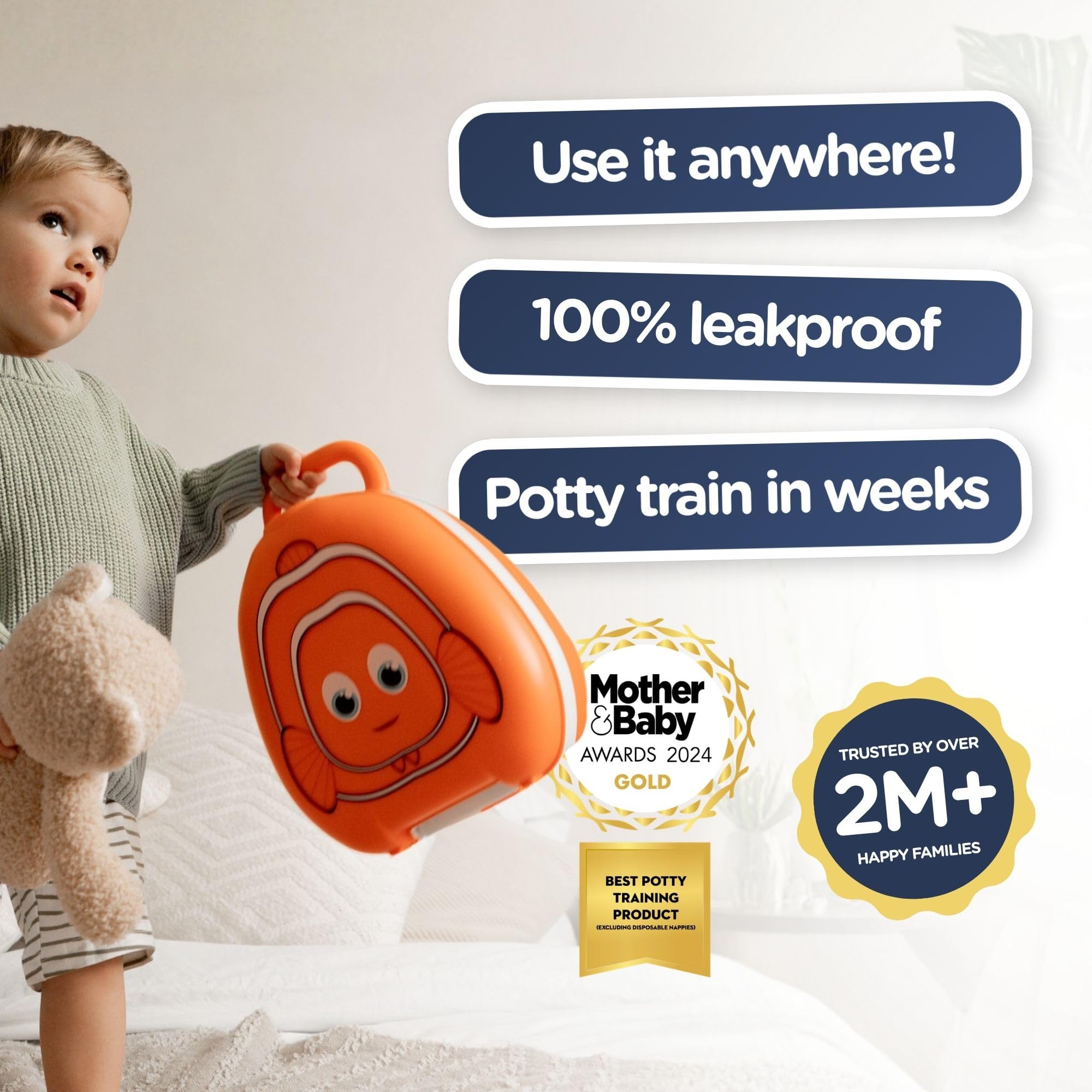 My Carry Potty - Pot de Voyage Poisson Rouge, Meilleur Siège de Toilette Portable pour les Tout-Petits et les Enfants à Emporter Partout