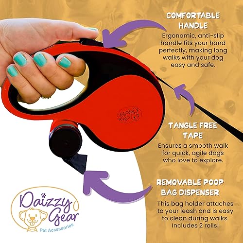 Miniatura 4 de Correa retráctil para perro con dispensador de bolsas de excrementos. Correa extensible de 16 pies sin enredos para cachorros, perros pequeños y