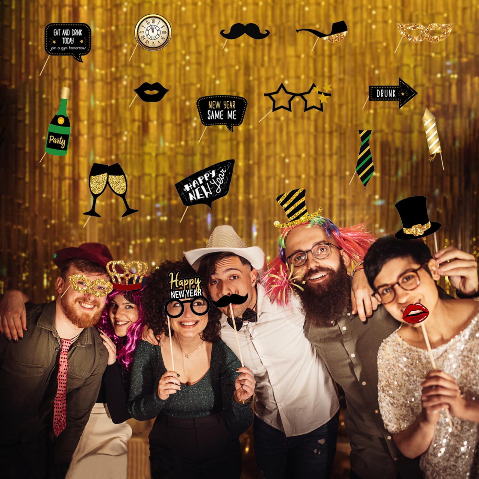30 Stück Silvester-Deko 2025 Set – Goldene Luftschlangen, Happy New Year Deko Für Party & Fotobox
