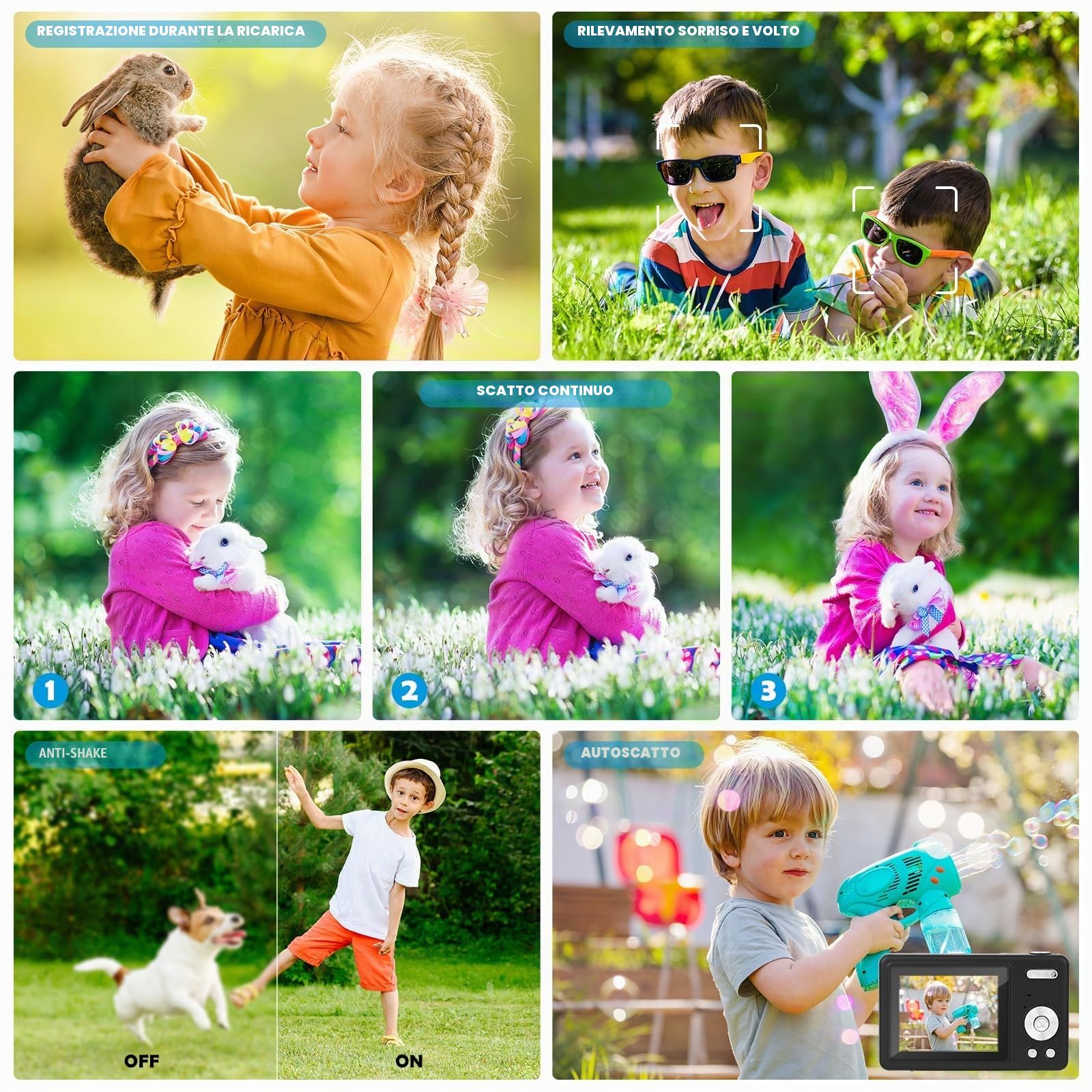 Macchina Fotografica Digitale con Scheda 64GB, 1080P 40MP Fotocamera Digitale Compatta con Zoom Digitale 8X Flash, Fotocamere Digitali Per Bambini Adolescenti Adulto Principianti (Nero)
