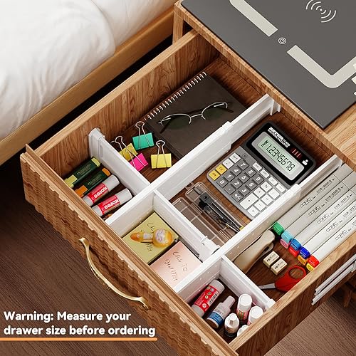 Miniatura 3 de REBECAT Paquete de 10 separadores de cajones para ropa, separadores de cajones ajustables de 4 pulgadas de alto, ampliables de 15 a 21 pulgadas,