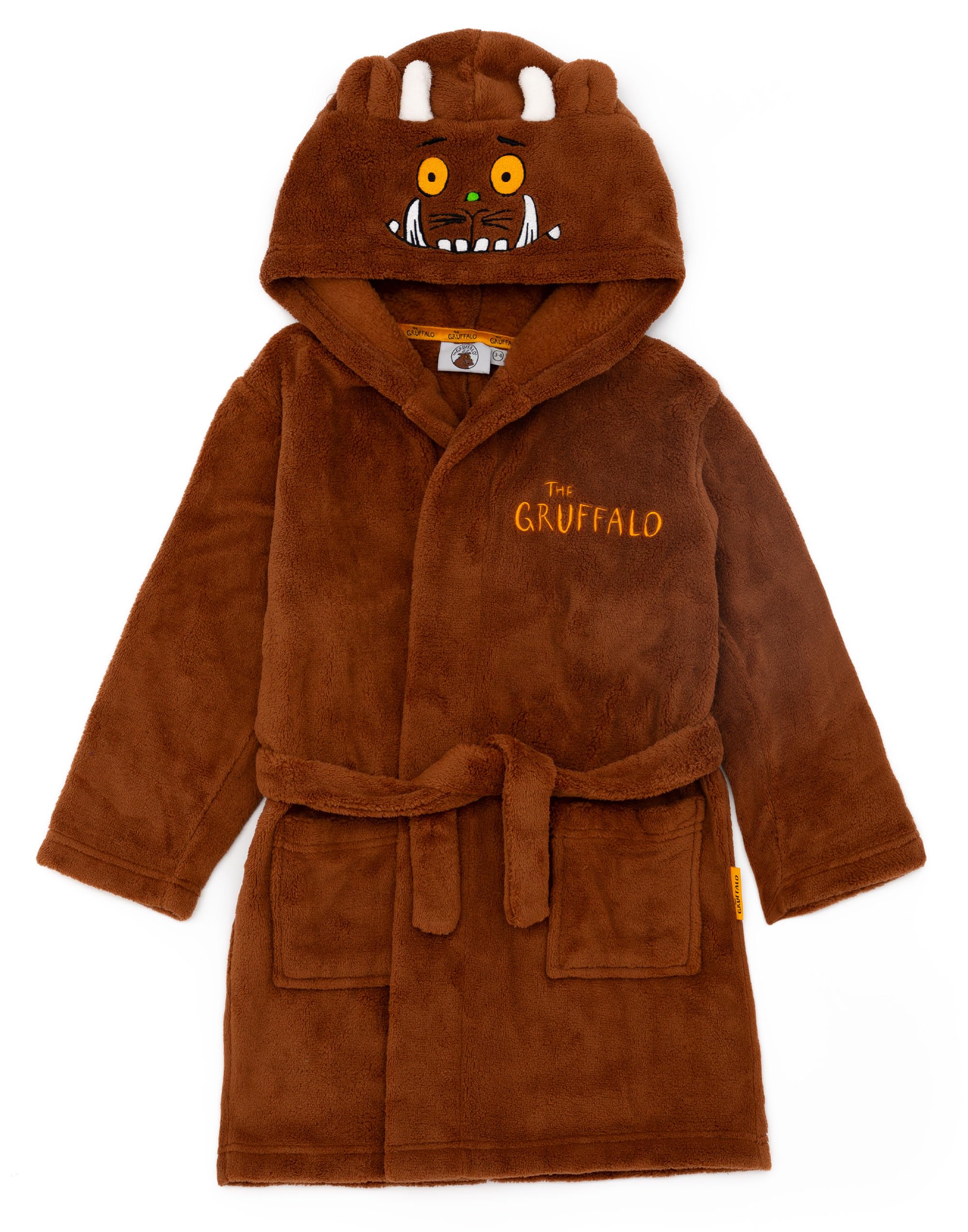 Gruffalo Boys Brown Kids Hooded Bathrobe | Costume Dressing Gown For & Girls | Cosy Story Book Fleece Loungewear Bathrobe | Cute Nightwear Apparel Gift For Children & Toddlers