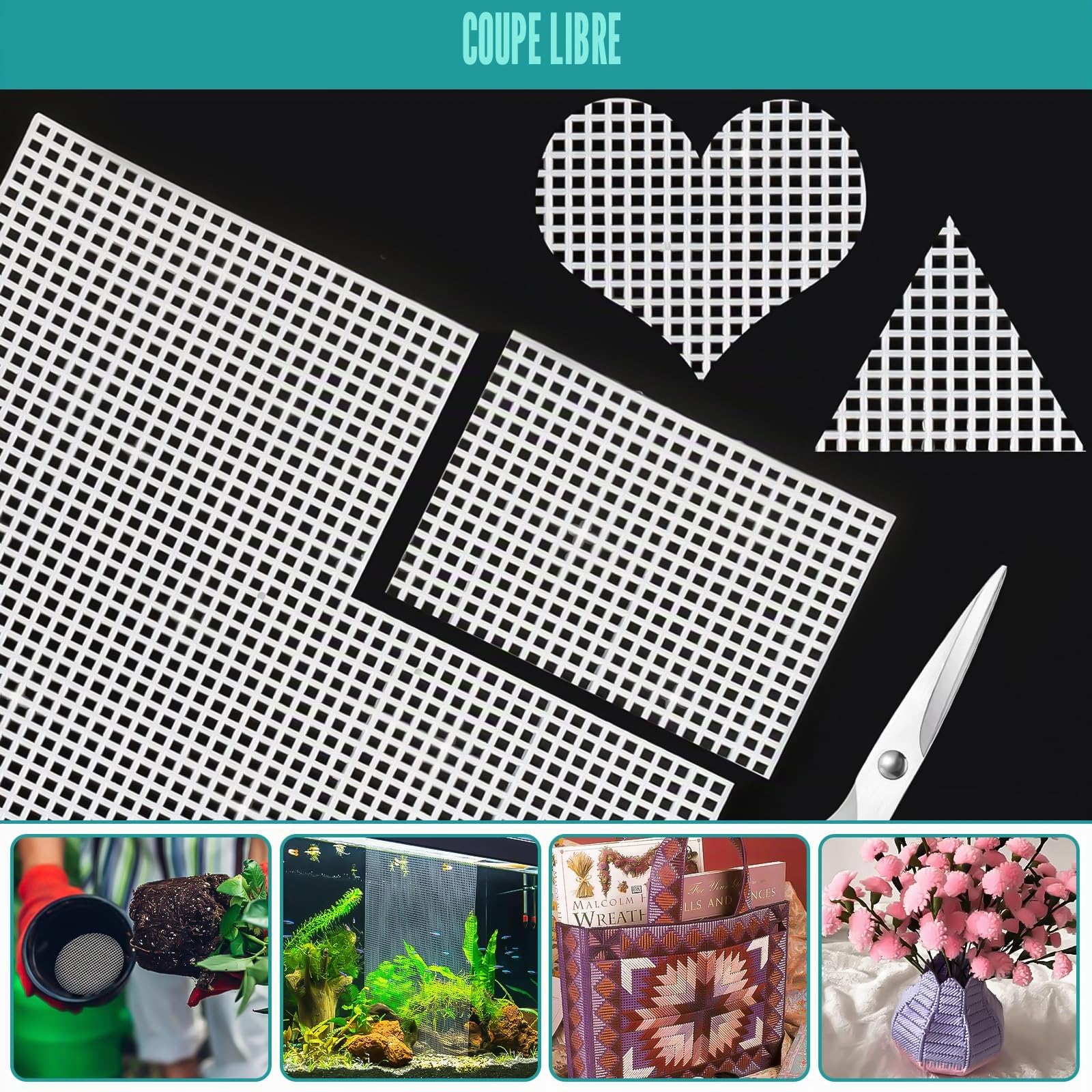 YOUNGSAY 12 Pièces Canevas Plastique, 20 x 33cm Feuilles de Toile en Maille pour Artisanat Bricolage Projets de Crochet - Blanc