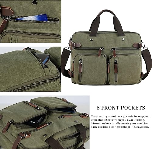 Miniatura 5 de Mochila convertible 3 en 1 para laptop, bolsa de mensajero de 17.3 pulgadas para hombres, maletín de trabajo, bolsa de viaje para computadora para