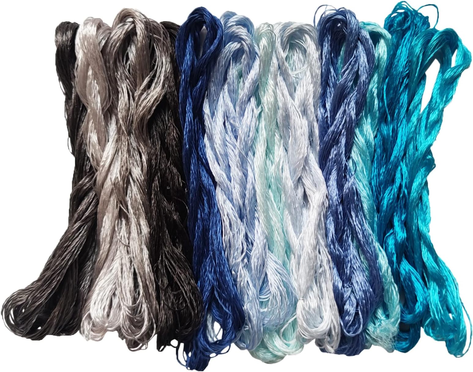 12 Skeins Blue Series Embroidery Silk Thread Floss Handmade Woven Threads for Embroidery Embellishment Craft Needlework