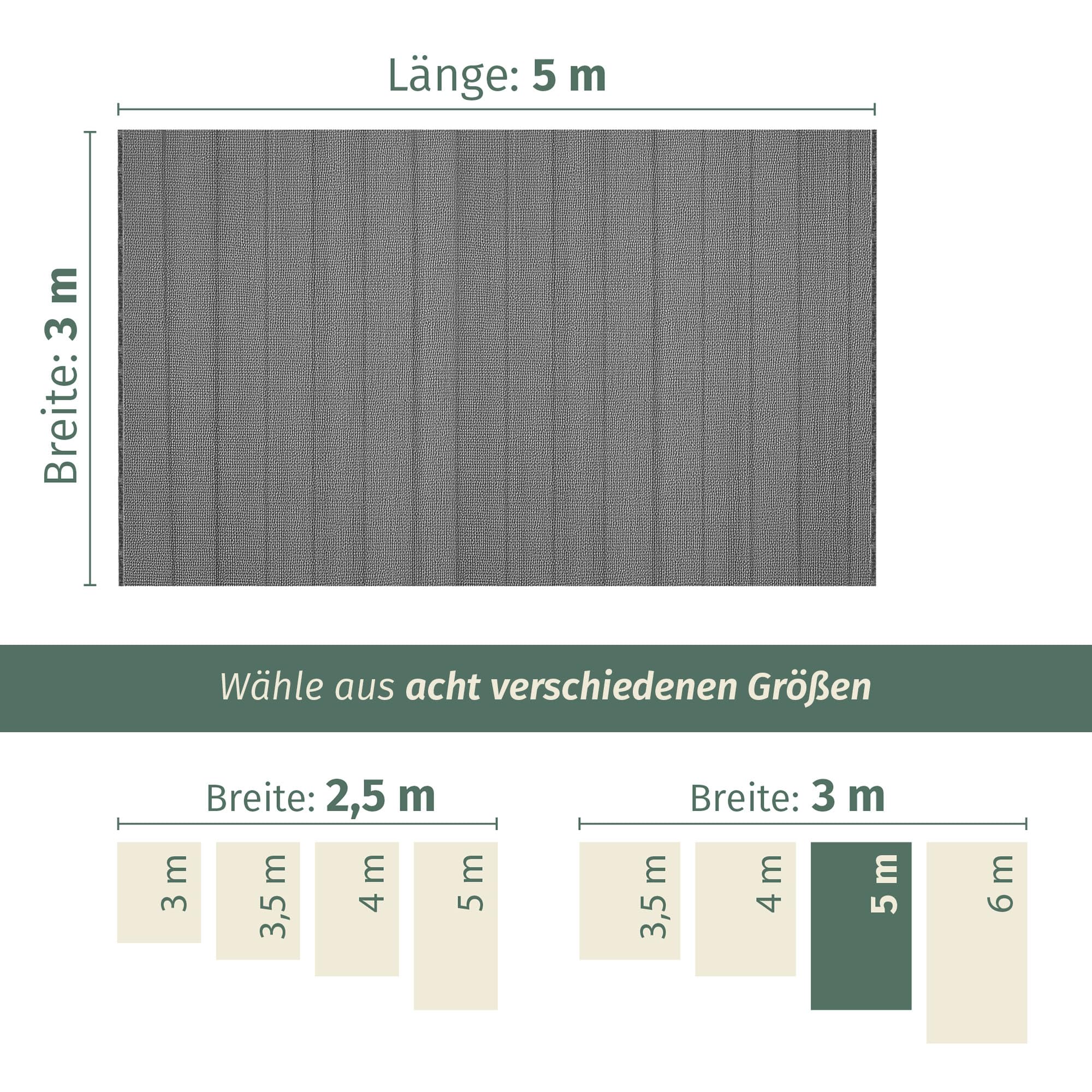 Dywan namiotowy, ciemnoszary, 300 x 500 cm (300 g/m² PP), odporny na warunki atmosferyczne, do użytku na zewnątrz, oddychający, łatwy do prania
