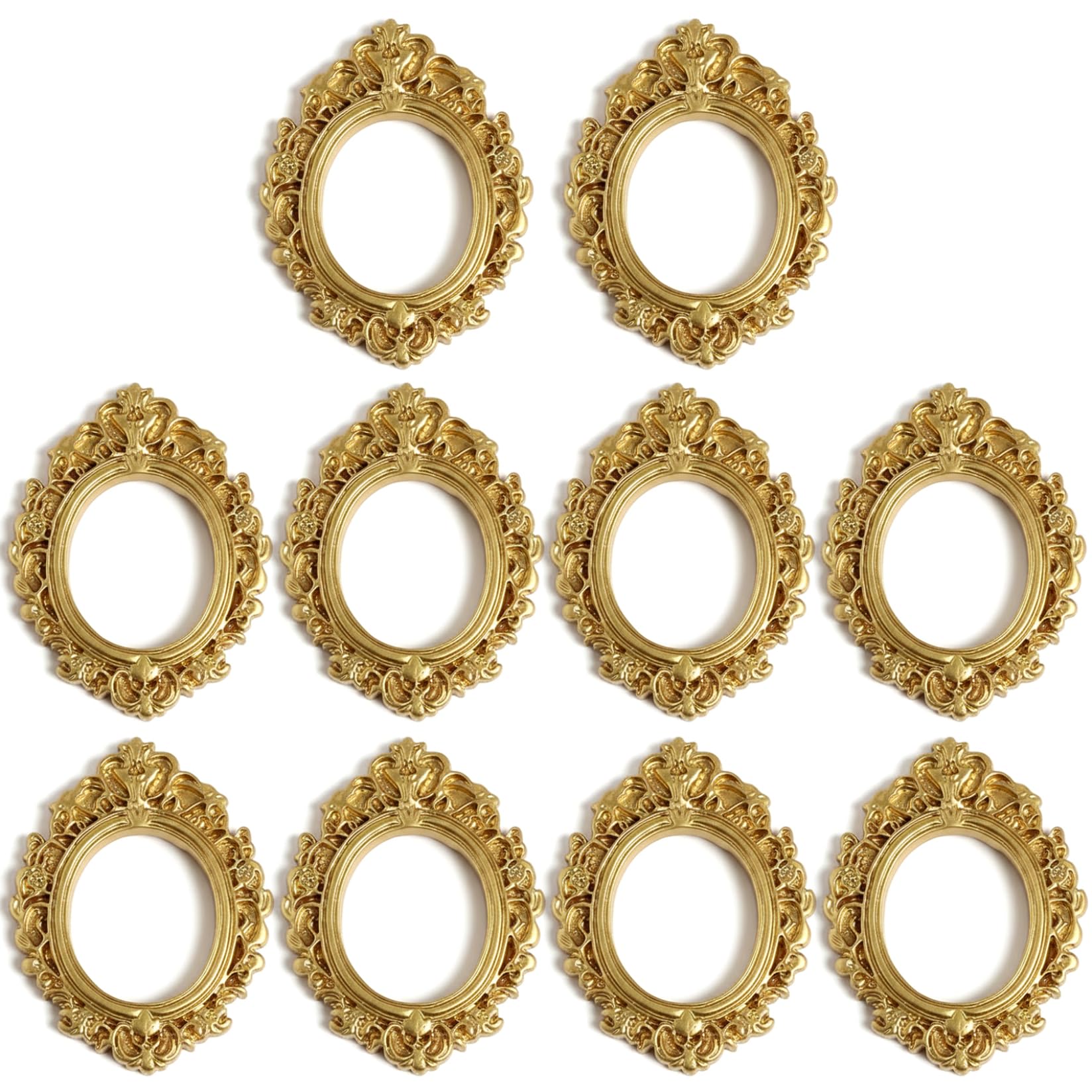 Striegro 10Pcs Mini Gold Frames, Baroque Mini Vintage Frames for DIY Crafts, Phone Case Decor, Scrapbooking, and Dollhouse Miniatures..