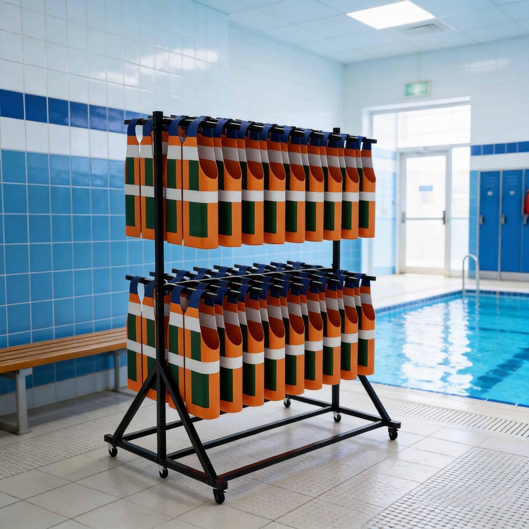 6-Wheels Life Jacket & Vest Hanger, Shorty Wetsuit Rack, Garment Shelf