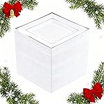 bUCLA 100PCS White and Silver Square Plastic Plates - 6inch Disposable Dessert Plates - Suitable for Weddings, Parties, Christmas